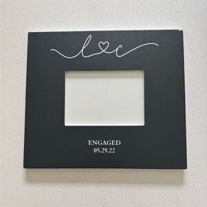 12” x 13.5” Personalization Mall Photo Frame Black White “L Loves C, Engaged”
